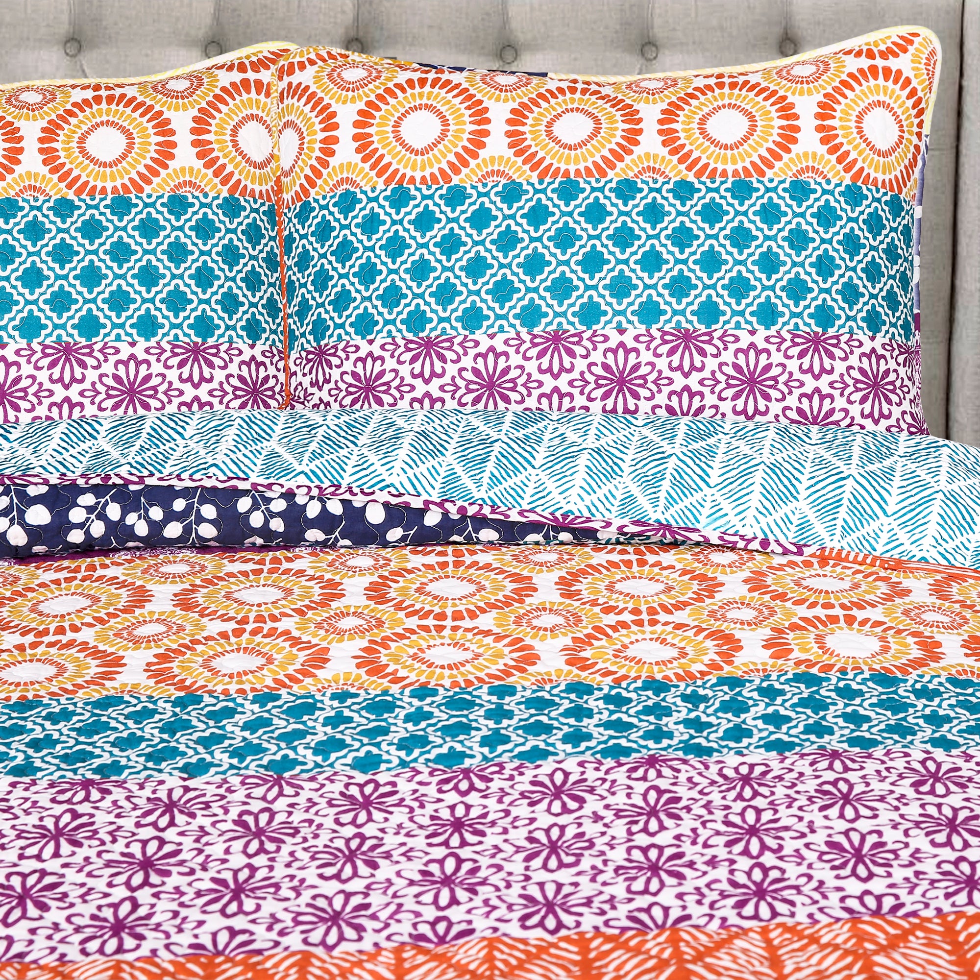 Bohemian Stripe Quilt 3 Piece Set