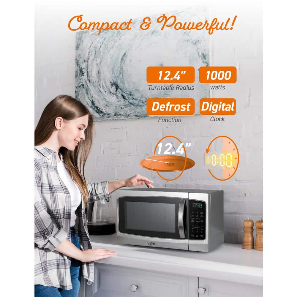 Commercial CHEF 205 in Width 13 cu ft Stainless Steel 1000Watt Countertop Microwave Oven