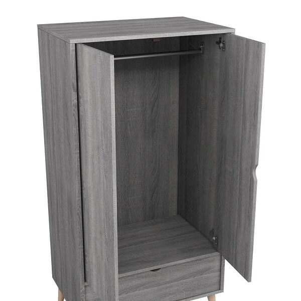 DH BASIC Minimalist Distressed Grey Wardrobe Armoire by Denhour - - 20931695