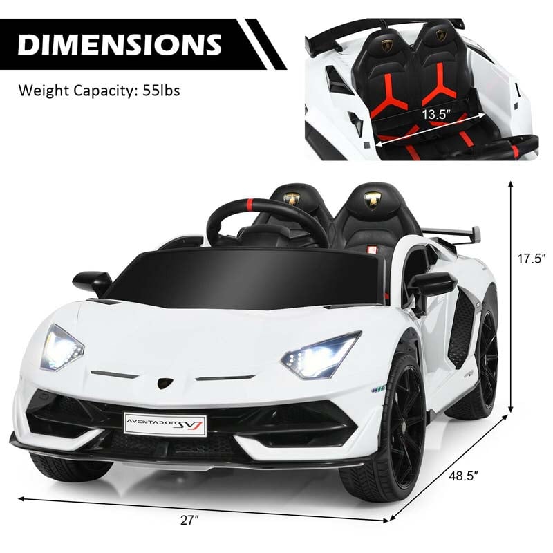 Licensed Lamborghini SVJ Kids Ride-On Car, 12V Battery Powered Sports Car Toy with Trunk & Remote