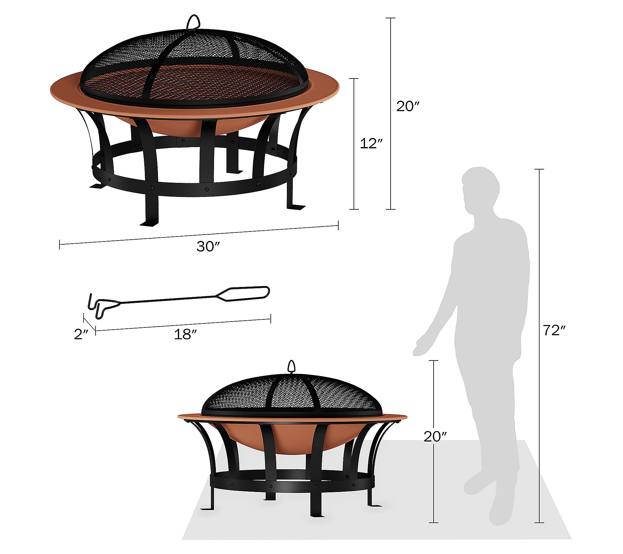 Pure Garden 30 Outdoor Deep Fire Pit