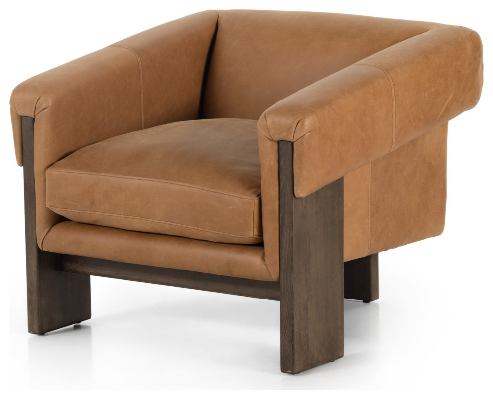 Cairo Palermo Cognac Leather Chair   Transitional   Armchairs And Accent Chairs   by Four Hands  Houzz