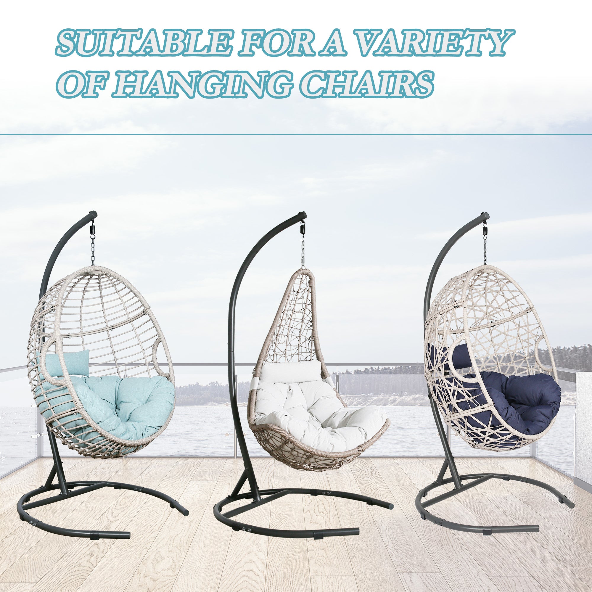 Ulax Furniture Egg Chair Stand Hanging Hammock Swing Chair C-Stand w/Weather-Resistant Finish for Indoor or Outdoor Use