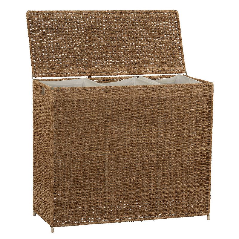 Household Essentials 3 Compartment Wicker Laundry Sorter