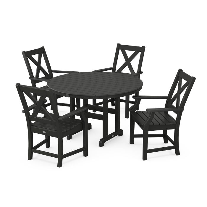 Polywood Braxton 5-Piece Round Farmhouse Dining Set PWS1354-1