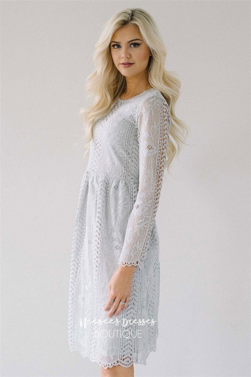 Love At First Sight Light Silver Lace Dress