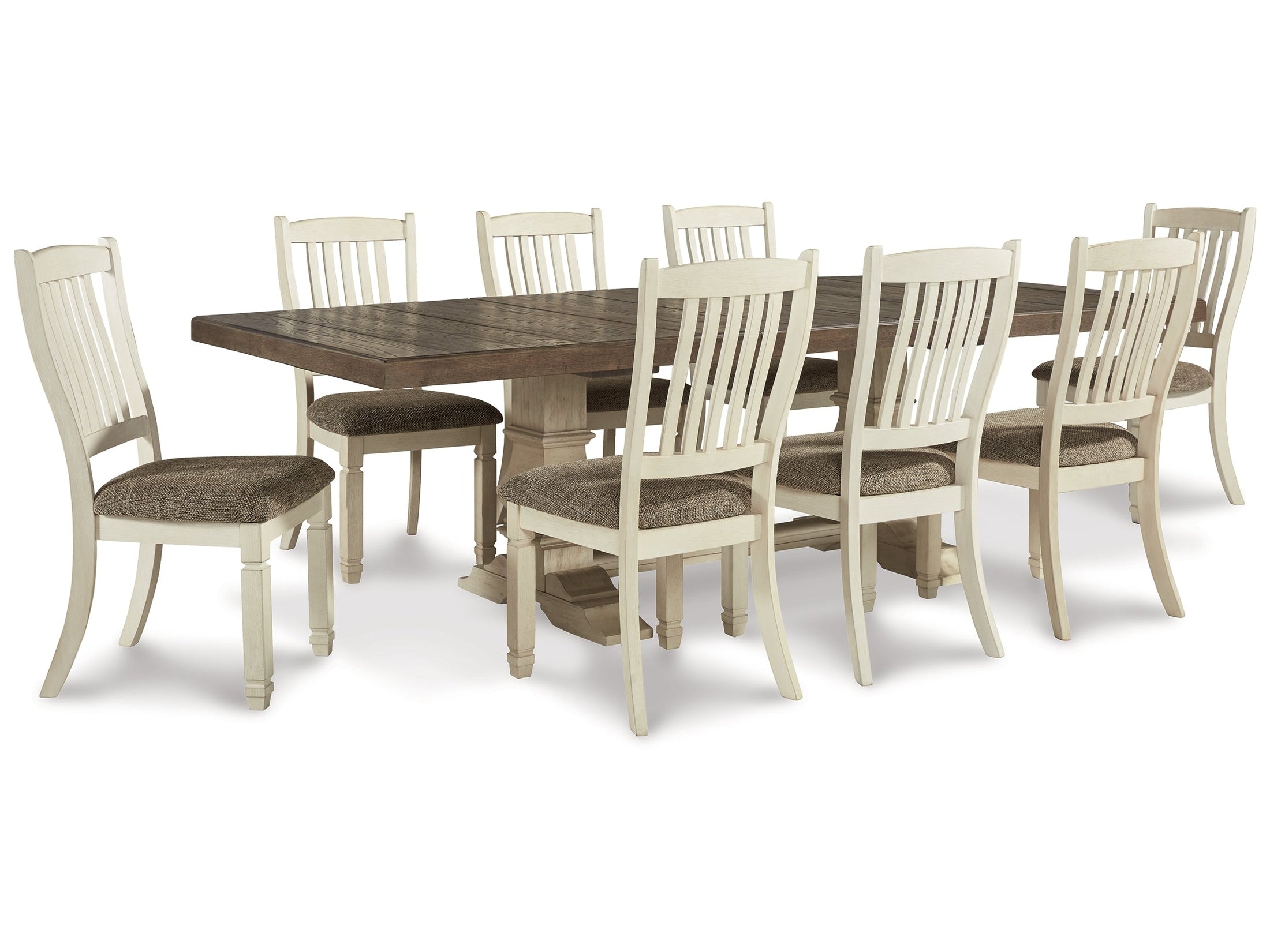 (Online Special Price) Bolanburg White Dining Table and 8 Chairs