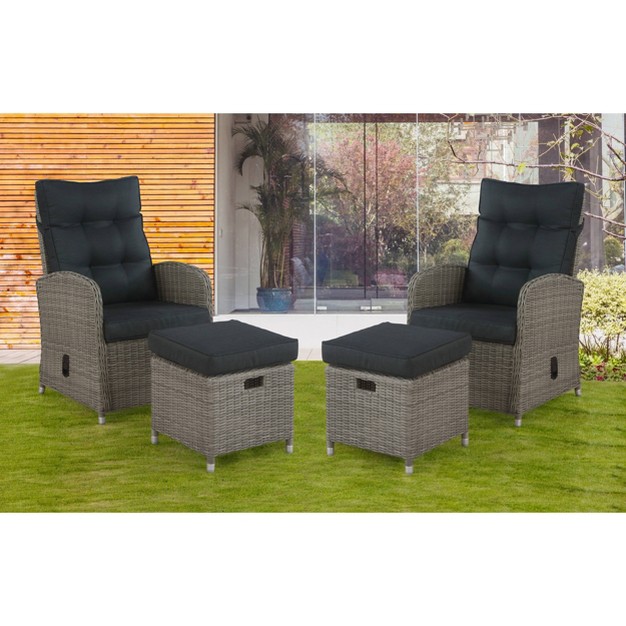 Monaco 4pc Set With 2 Reclining Chairs amp 2 Ottomans Gray Alaterre Furniture