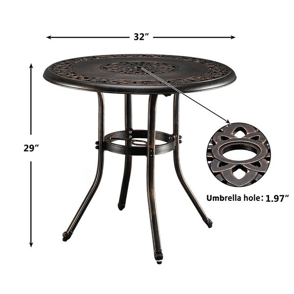 32 in.D x 29 in.H Patio Bronze Cast Aluminum Round Dining Table