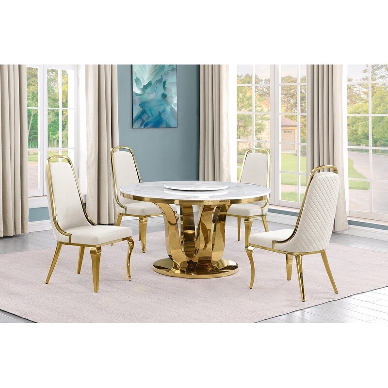 Best Quality Furniture D325 SC314 7 5 Piece Round Dining Set