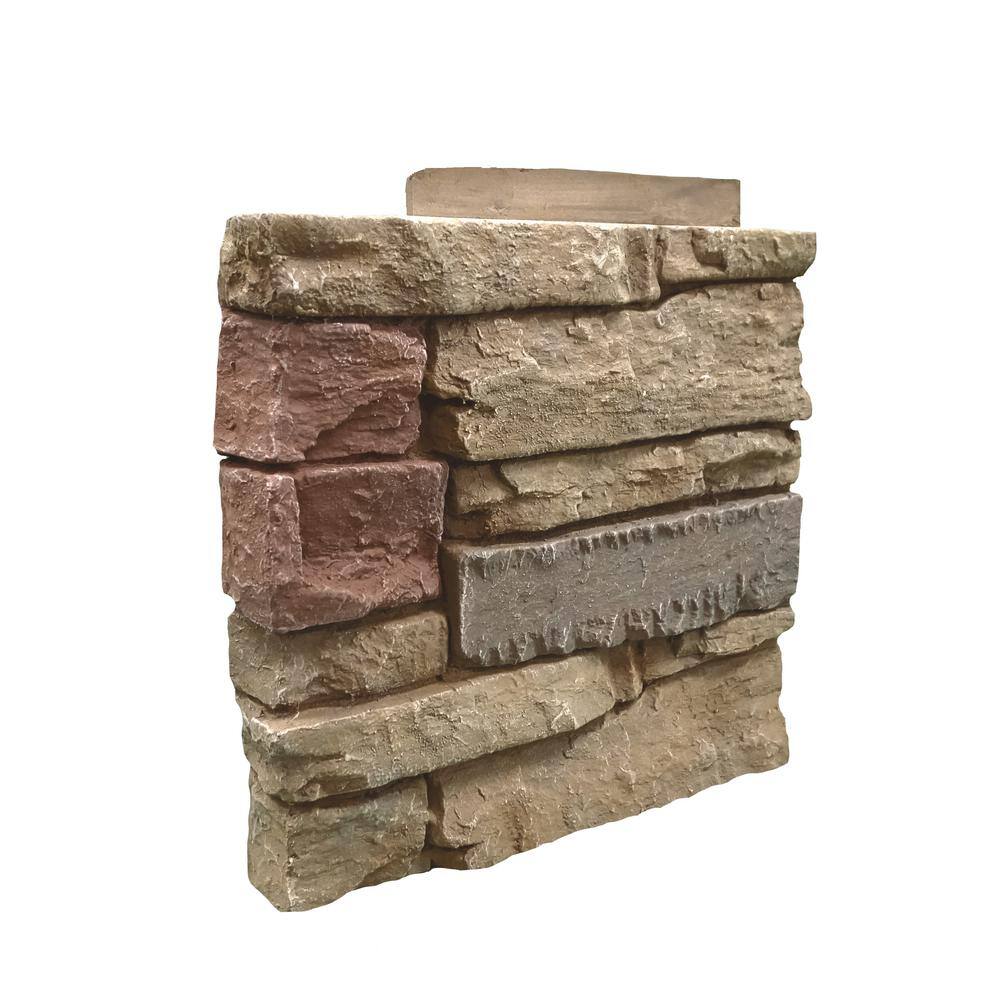 GenStone Stacked Stone Desert Sunrise 12 in. x 1.375 in. x 12 in. Faux Stone Siding Left Corner Panel G2SSDSCPL