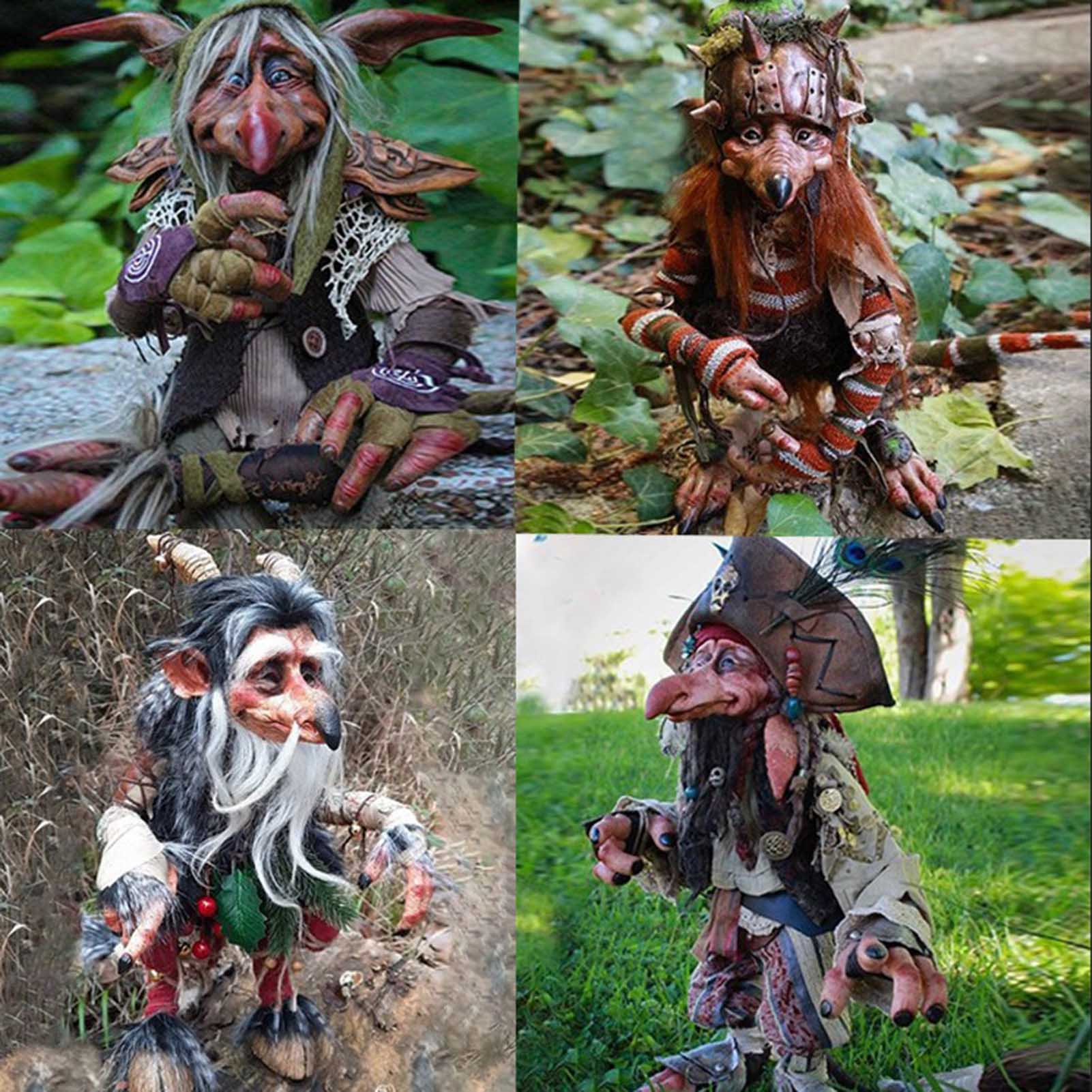 HEQU Halloween Garden Goblin Character Sculpture DecorationHandmade Statues, for Indoor Outdoor Home Yard Lawn Decor