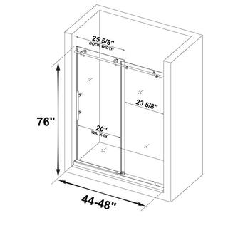 WOODBRIDGE Suffield 44 in. to 48 in. x 76 in. Frameless Sliding Shower Door with Shatter Retention Glass in Brass Gold HSD3604