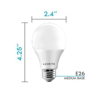 LUXRITE 60-Watt Equivalent A19 Dimmable LED Light Bulb Enclosed Fixture Rated 3500K Natural White (16-Pack) LR21424-16PK