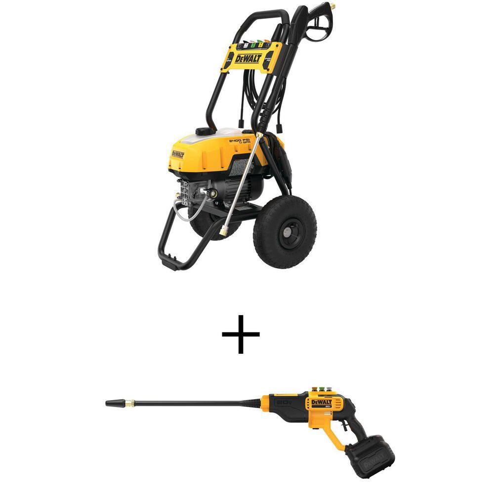 DW 2400 PSI 1.1 GPM Cold Water Electric Pressure Washer with 20V MAX 550 PSI 1.0 GPM Cold Water Cordless Power Cleaner Kit DWPW2400W550P1