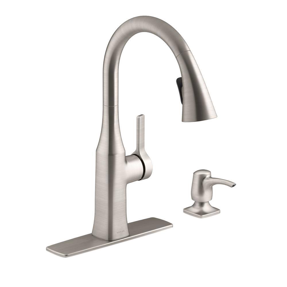 KOHLER Rubicon Single-Handle Pull-Down Sprayer Kitchen Faucet in Vibrant Stainless R20147-SD-VS