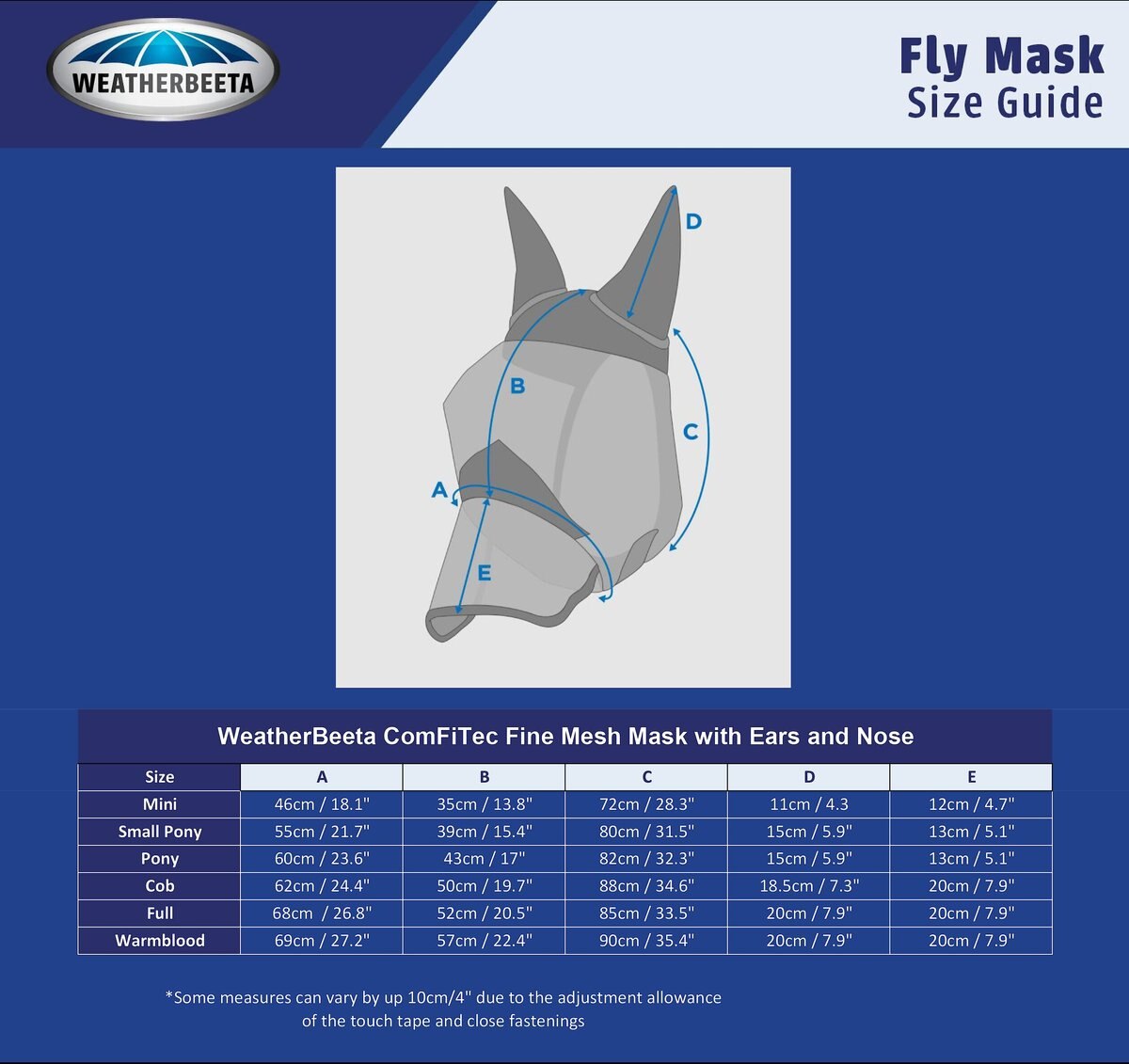 WeatherBeeta Comfitec Fine Mesh Horse Mask with Ears and Nose