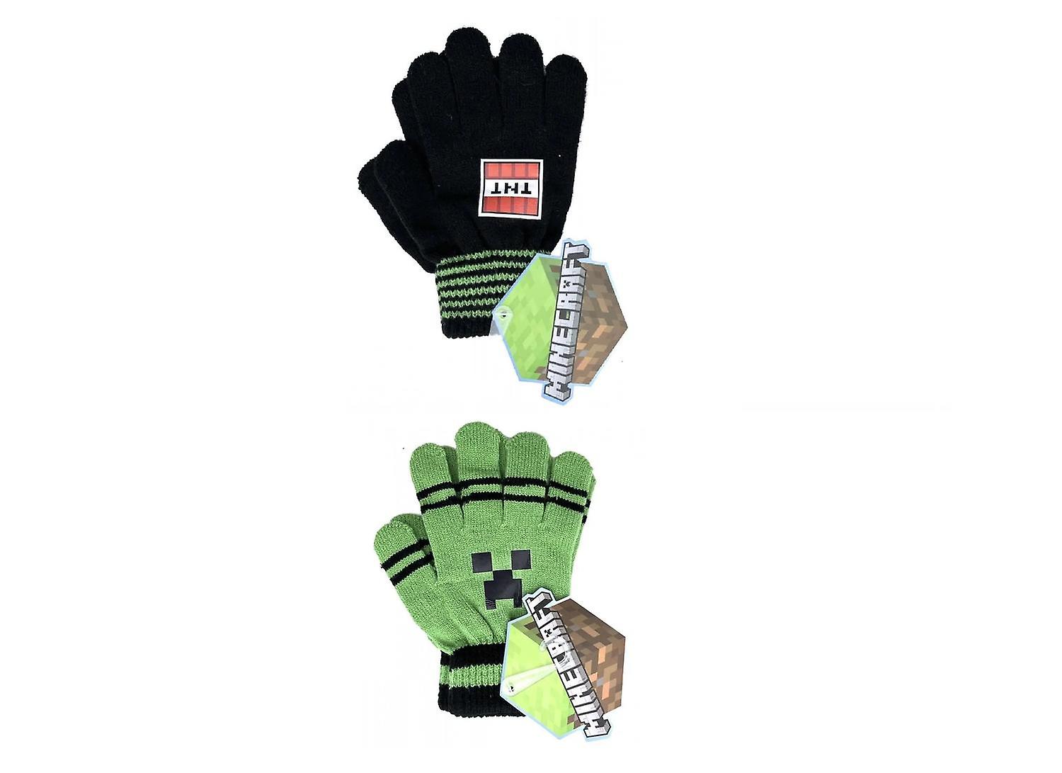 2-Pack Minecraft Creeper Mittens Finger Mittens One Size Green and Black