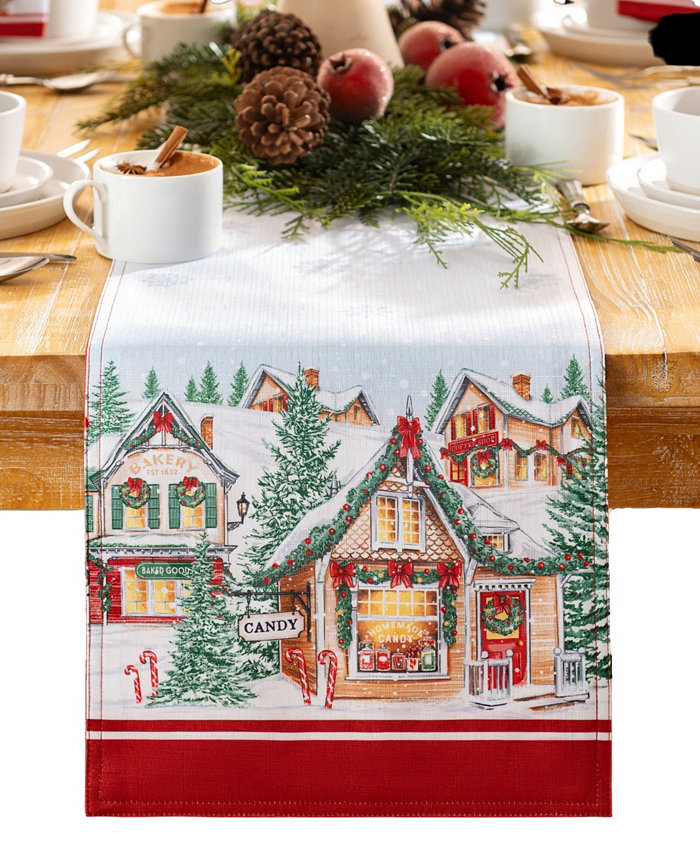 Elrene Storybook Christmas Village Holiday Table Runner 70 x 13