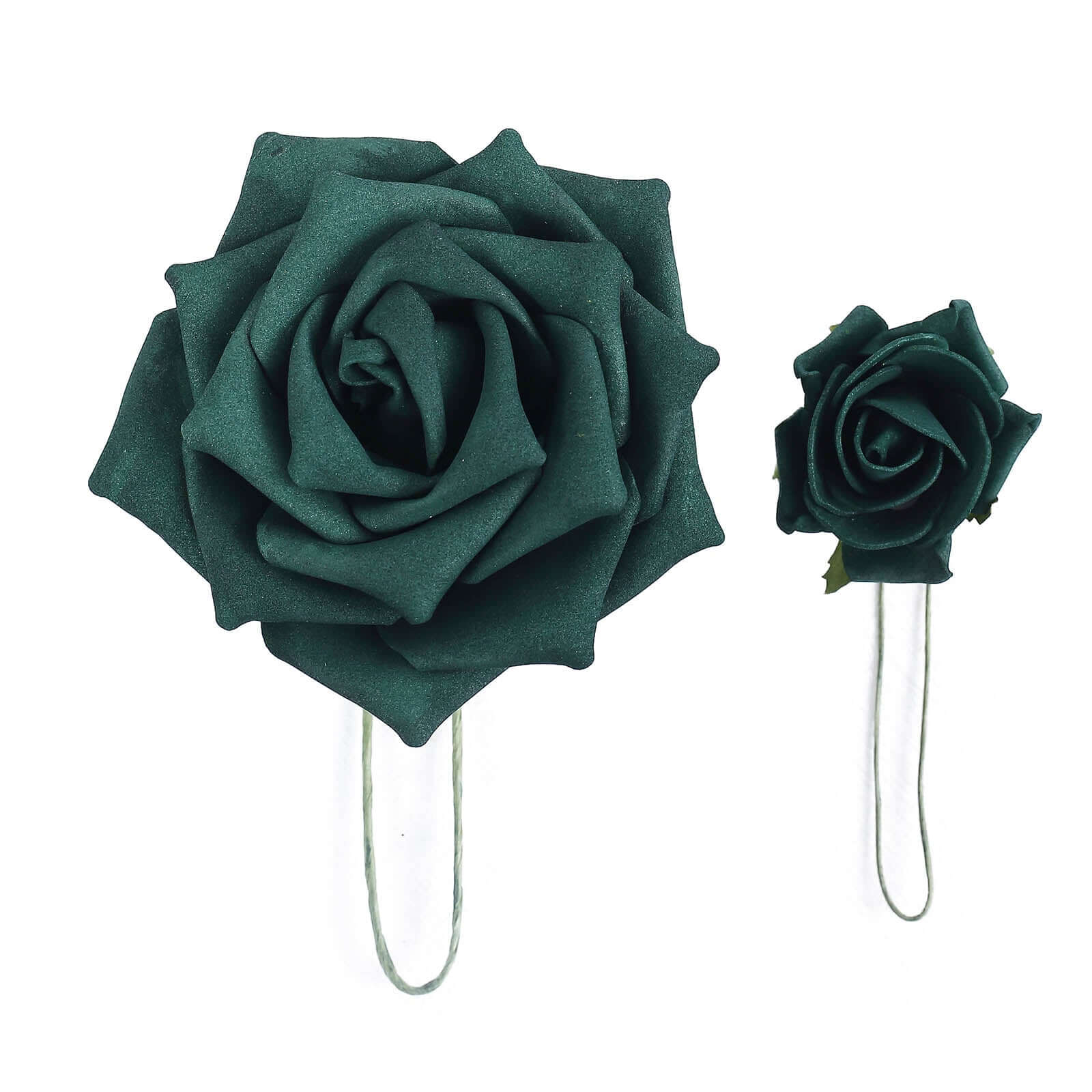 24 Roses Hunter Emerald Green Artificial Foam Flowers With Stem Wire and Leaves 5