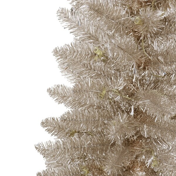 Puleo International 4.5 ft. PreLit Rose Gold Tinsel Artificial