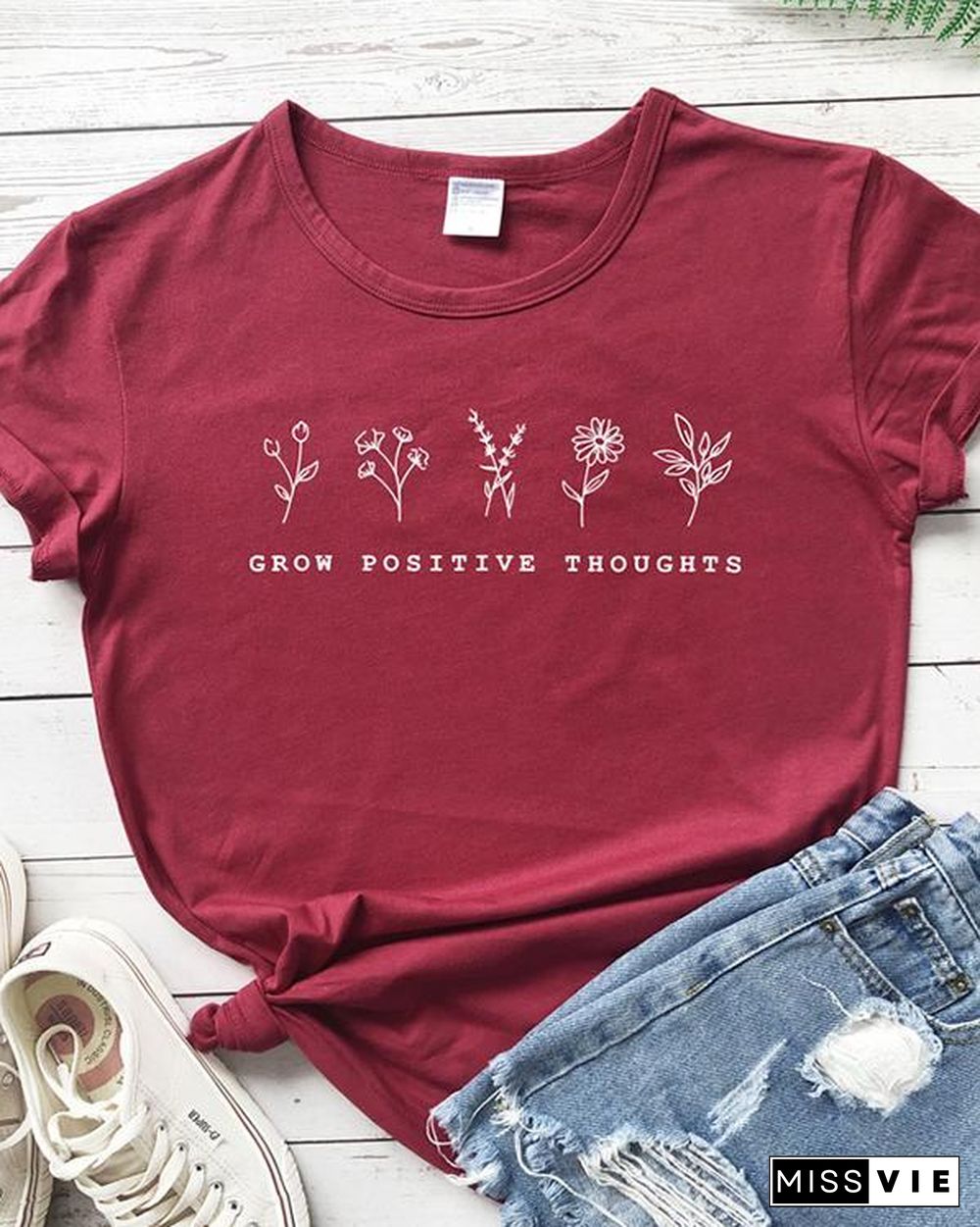 Women Floral Print Tshirt Summer Inspired Slogan Graphic Boho Tee Top Mental Health Shirt