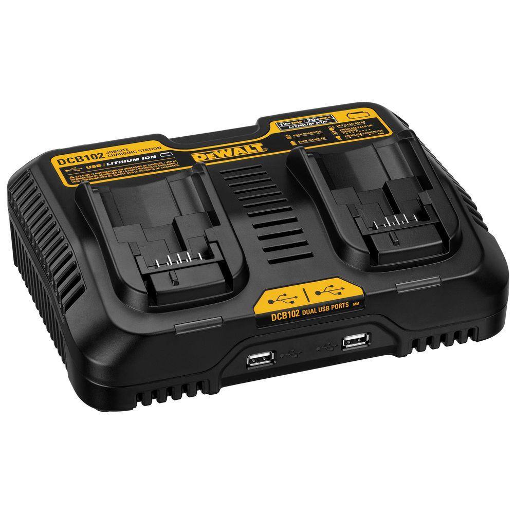 DW 20V MAX XR Lithium-Ion Premium 4.0Ah Battery Pack and Dual Port Charger with (2) USB Ports DCB102BP