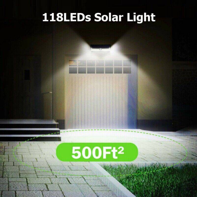 118LED Waterproof Solar Power PIR Motion Sensor Wall Light Garden Security Lamp Outdoor Garden Lighting