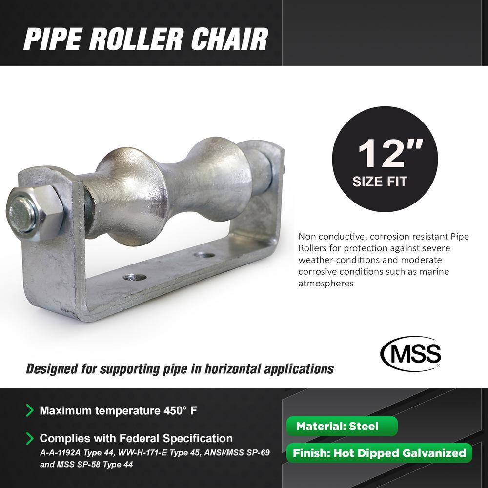 The Plumber's Choice 12 in. Galvanized Steel Hot Dipped Pipe Roller Chair (5-Pack) IE12-ISD-5