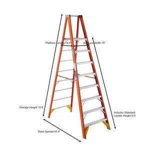 Werner 8 ft. Reach Fiberglass Platform Step Ladder with 300 lbs. Load Capacity Type IA Duty Rating P6208