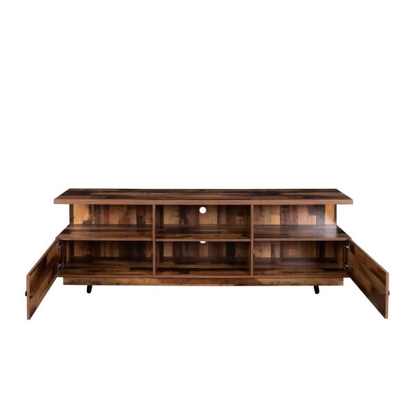 TV Stand Entertainment Center Console Table with 2 Doors and 4 Open Shelves - 83 inches in width