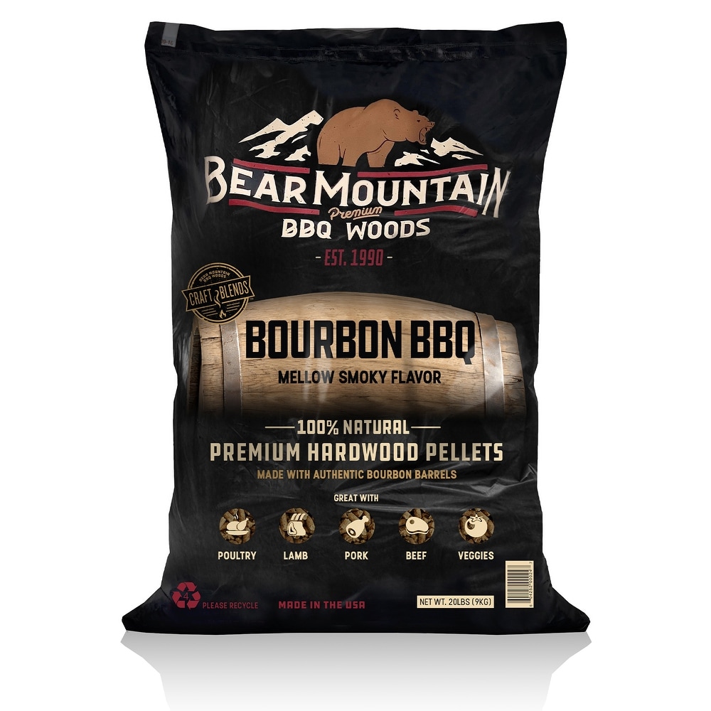 Bear Mountain BBQ  Natural Bourbon Craft Blend Wood Smoker Pellets  20 Pounds