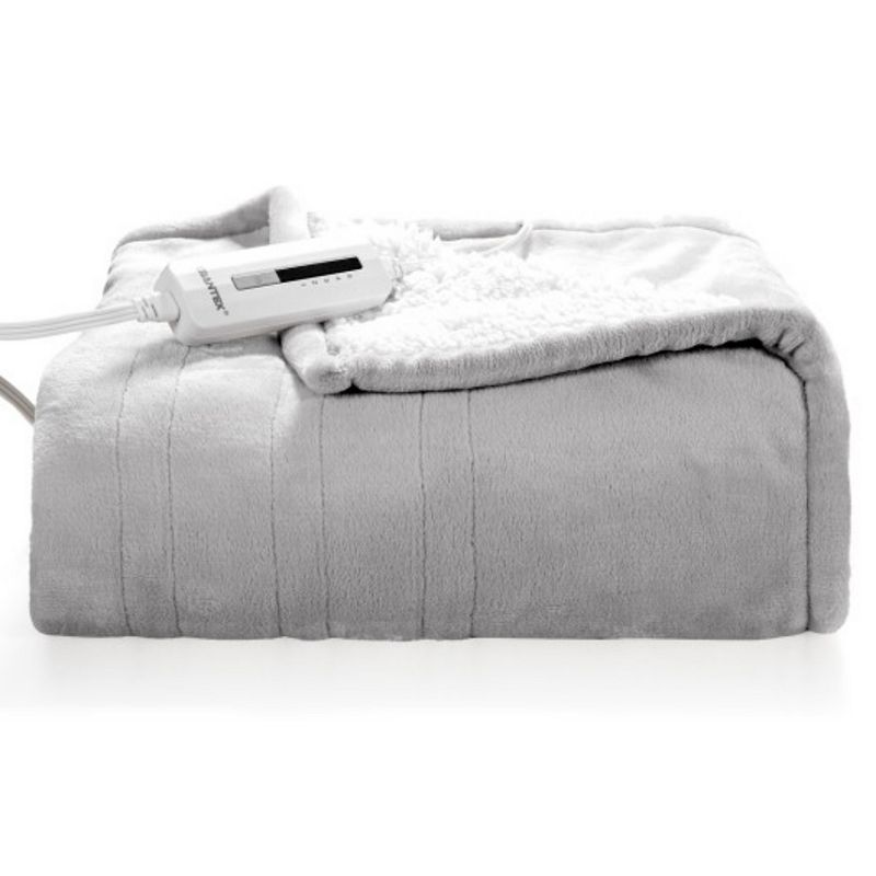 Electric Heated Throw Flannel and Sherpa Double-sided Flush Blanket