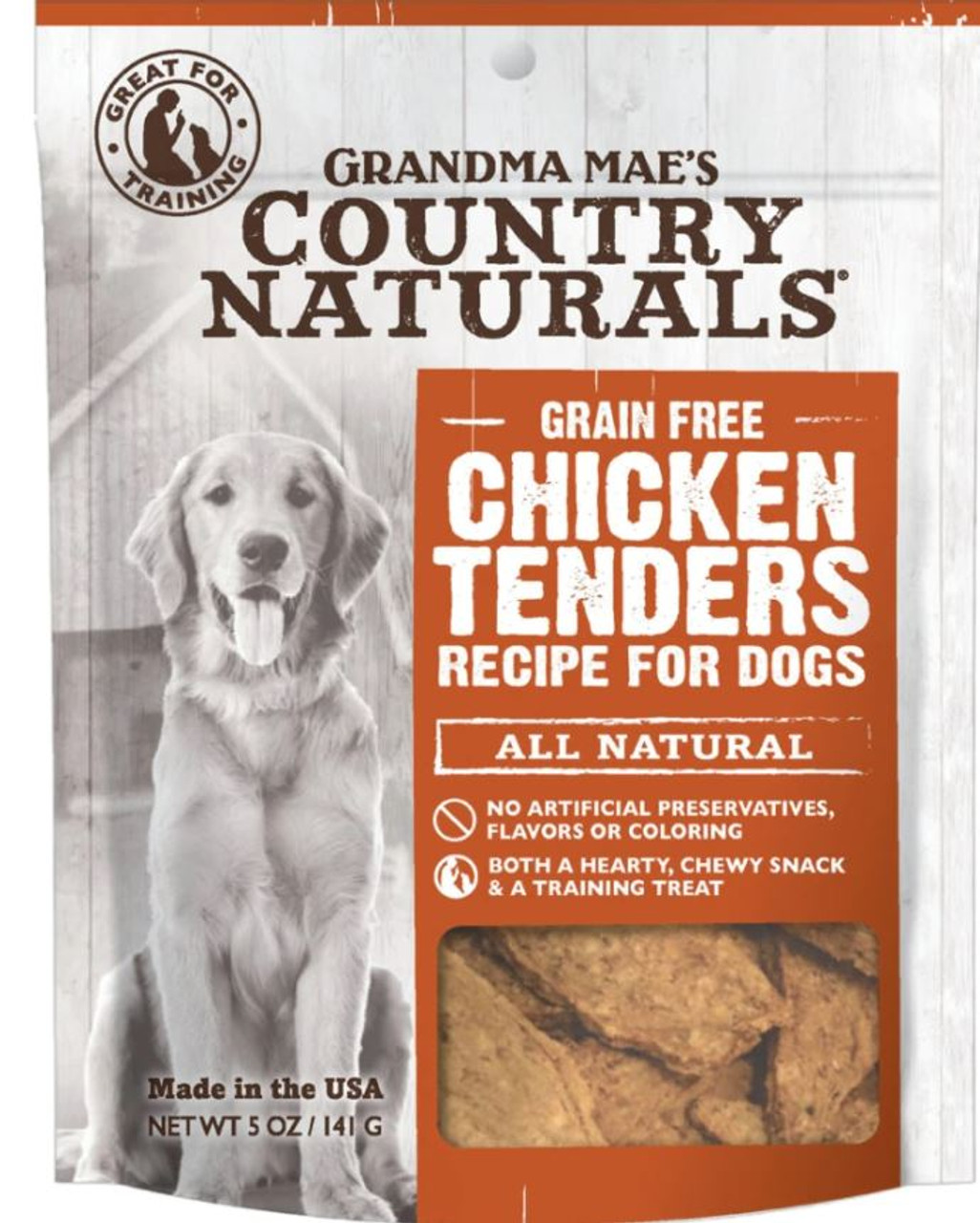 Grandma Mae's Country Naturals Grain Free Chicken Tenders Dog Treats， 5oz. Bag