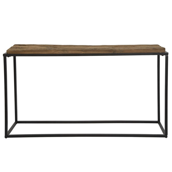 Holston Satin Black and Natural Salvaged Wooden Console Table