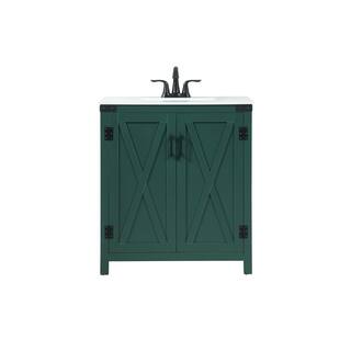 Timeless Home 19 in. W x 30 in. D x 34 in. H Bath Vanity in Green with Ivory White Quartz Top TH180460MGN