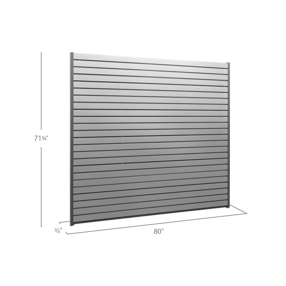 NewAge Products 71.75 in. H x 80 in. W PVC Slat Wall Panel Set in Silver (40 sq. ft.) 51777