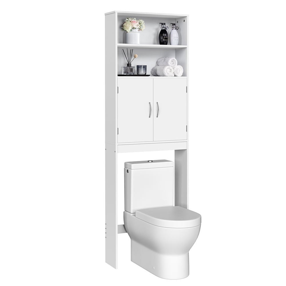 Yaheetech Free-Standing Over-the-Toilet Storage with Doors and Shelves for Bathroom, White