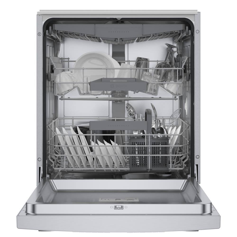 Bosch 800 Series 24 in ADA Compliant Front Control Tall Tub Dishwasher in Stainless Steel with Crystal Dry and 3rd Rack 42dBA SGE78B55UC