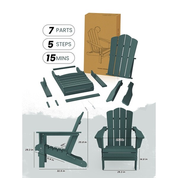 Classic Plastic Folding Outdoor Adirondack Chair Set Of 2