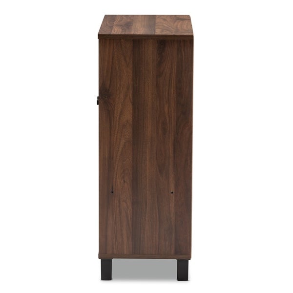 Modern and Contemporary Walnut Brown 2-Door Shoe Storage Cabinet - - 27147069