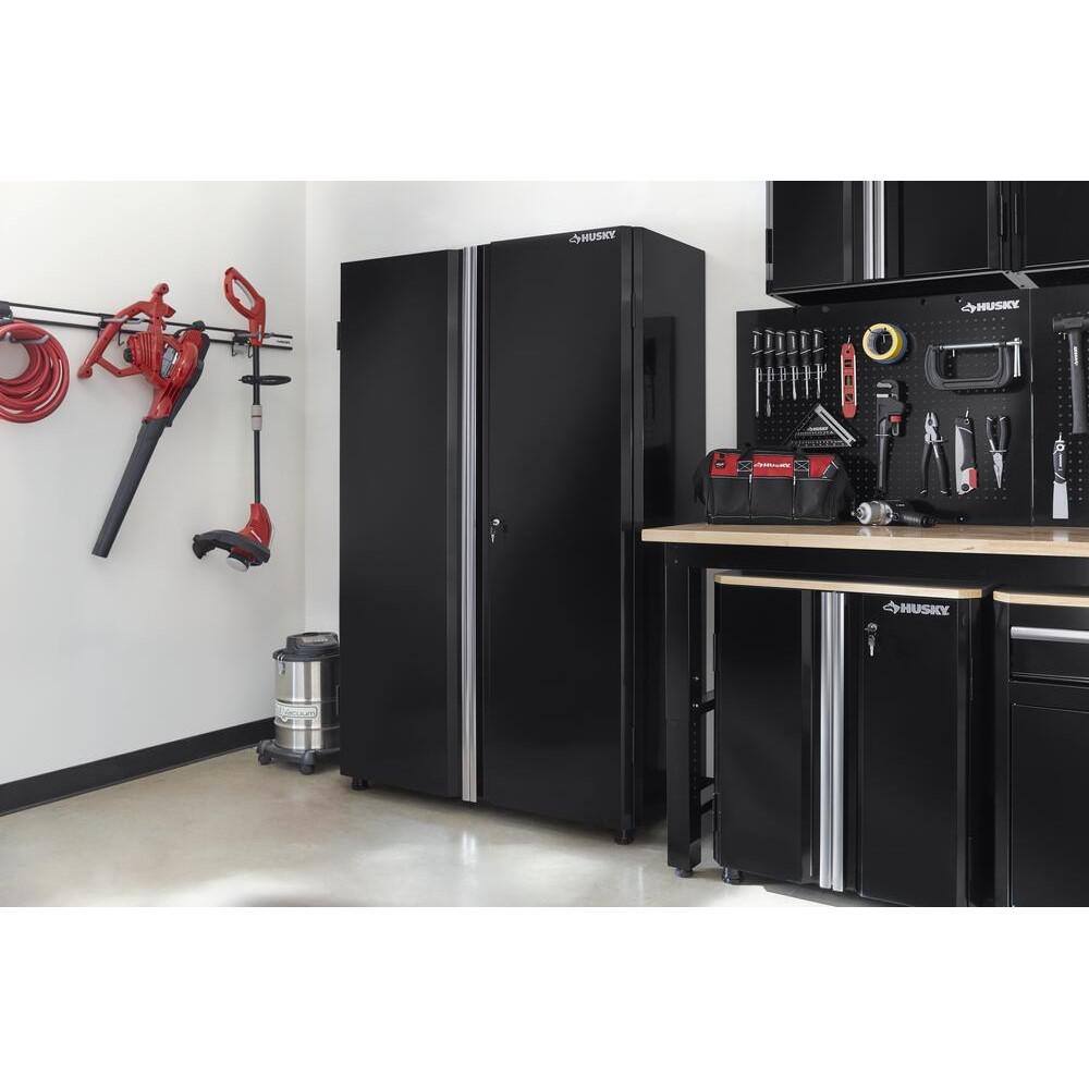 Husky Ready-to-Assemble 24-Gauge Steel Freestanding Garage Cabinet in Black (48 in. W x 72 in. H x 18 in. D) G4802T-US