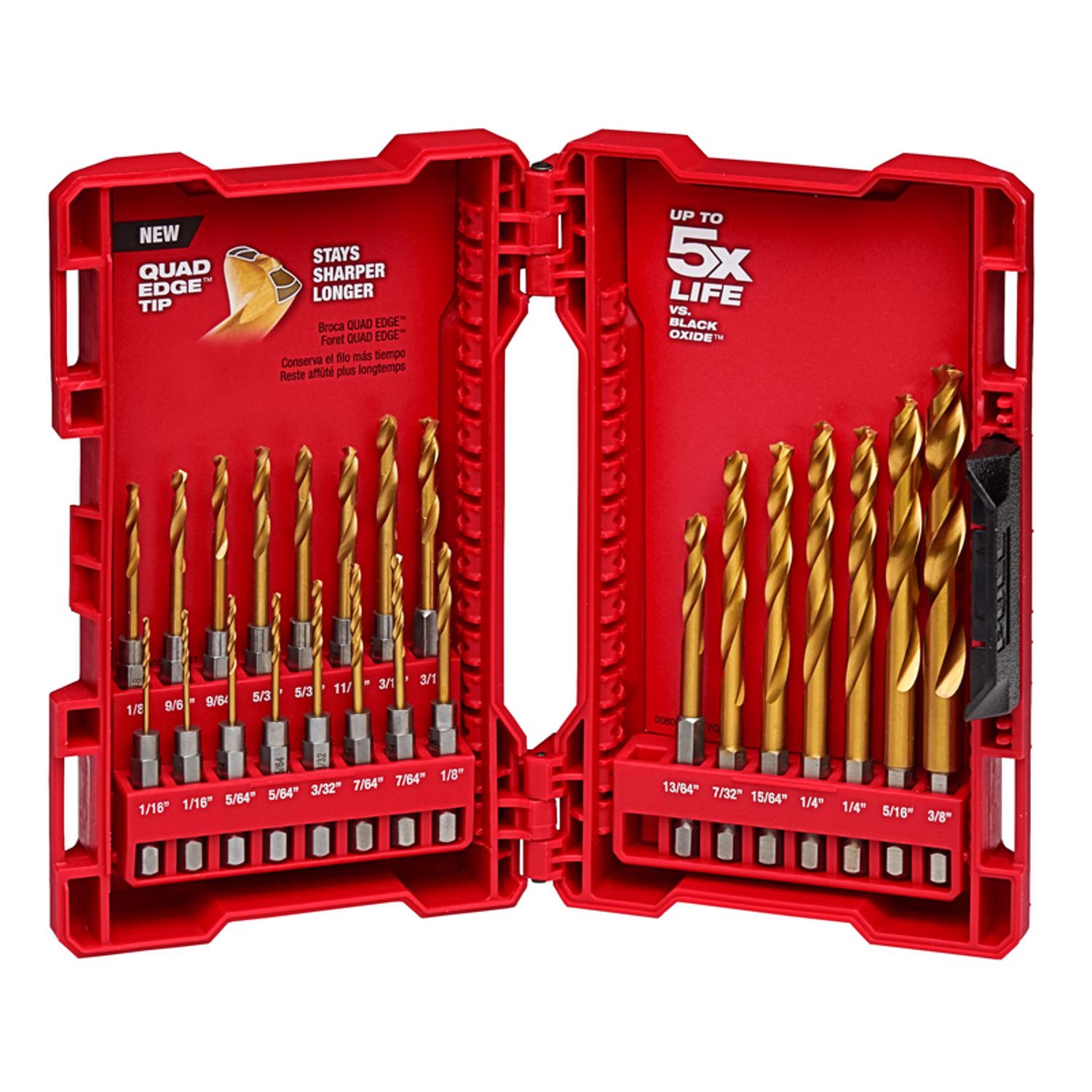 MW Shockwave Titanium Red Helix Drill Bit Set 23 pc