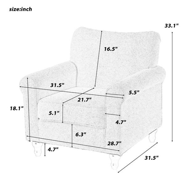 Accent Chair Armchair Living Room Chair with Solid Wood Legs