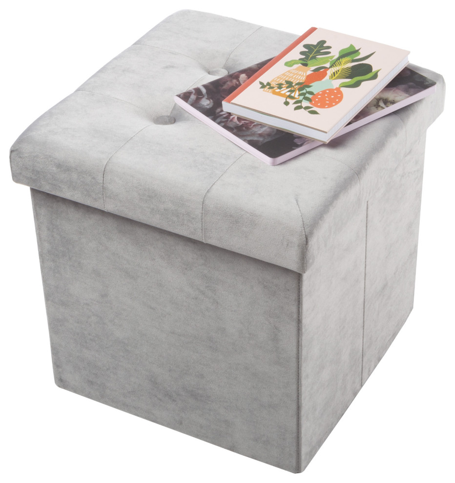 Velvet Tufted Footrest   Transitional   Footstools And Ottomans   by Trademark Global  Houzz