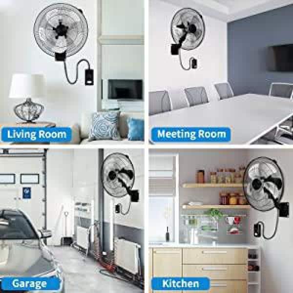 Aoibox 18 in IndoorOutdoor Black Household Commercial 5Speed Settings Wall Mount Fan 90Degree Horizontal Oscillation