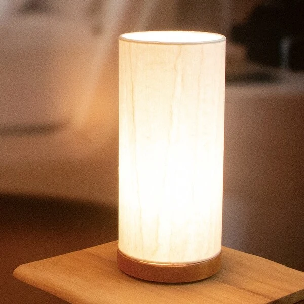 Handmade Paper Cylinder Glacier Table Lamp - 6 x 6 x 13