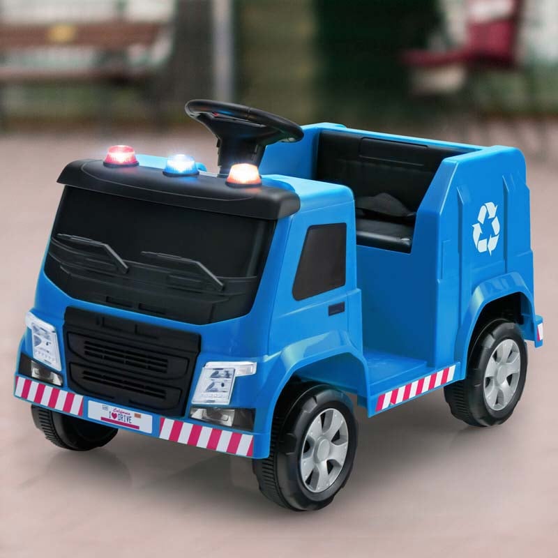 12V Kids Ride On Recycling Trash Truck Battery Powered RC Riding Toy Car with Recycling Accessories