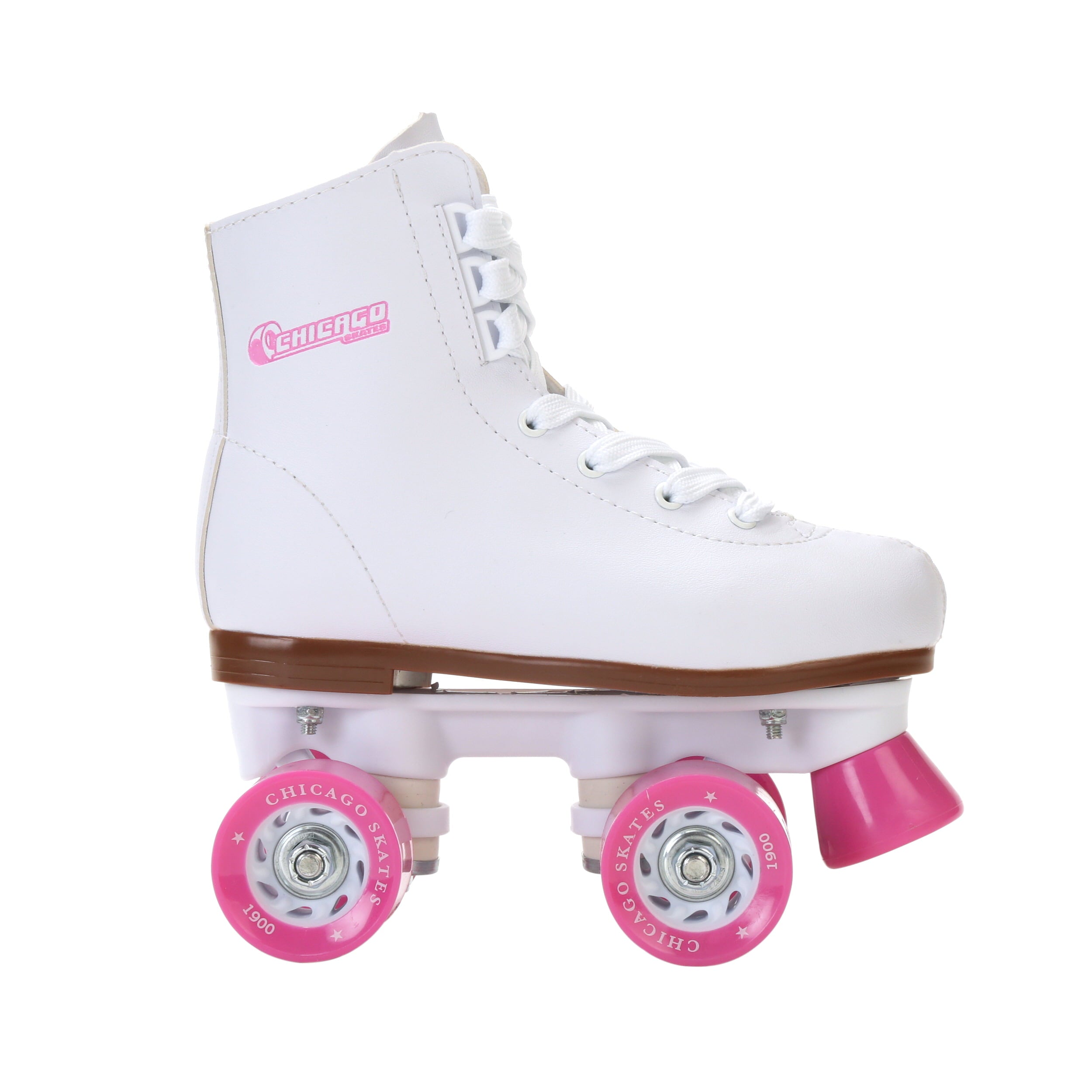 Chicago Skates Girls' Classic Quad Roller Skates White Junior Rink Skates， Size 1