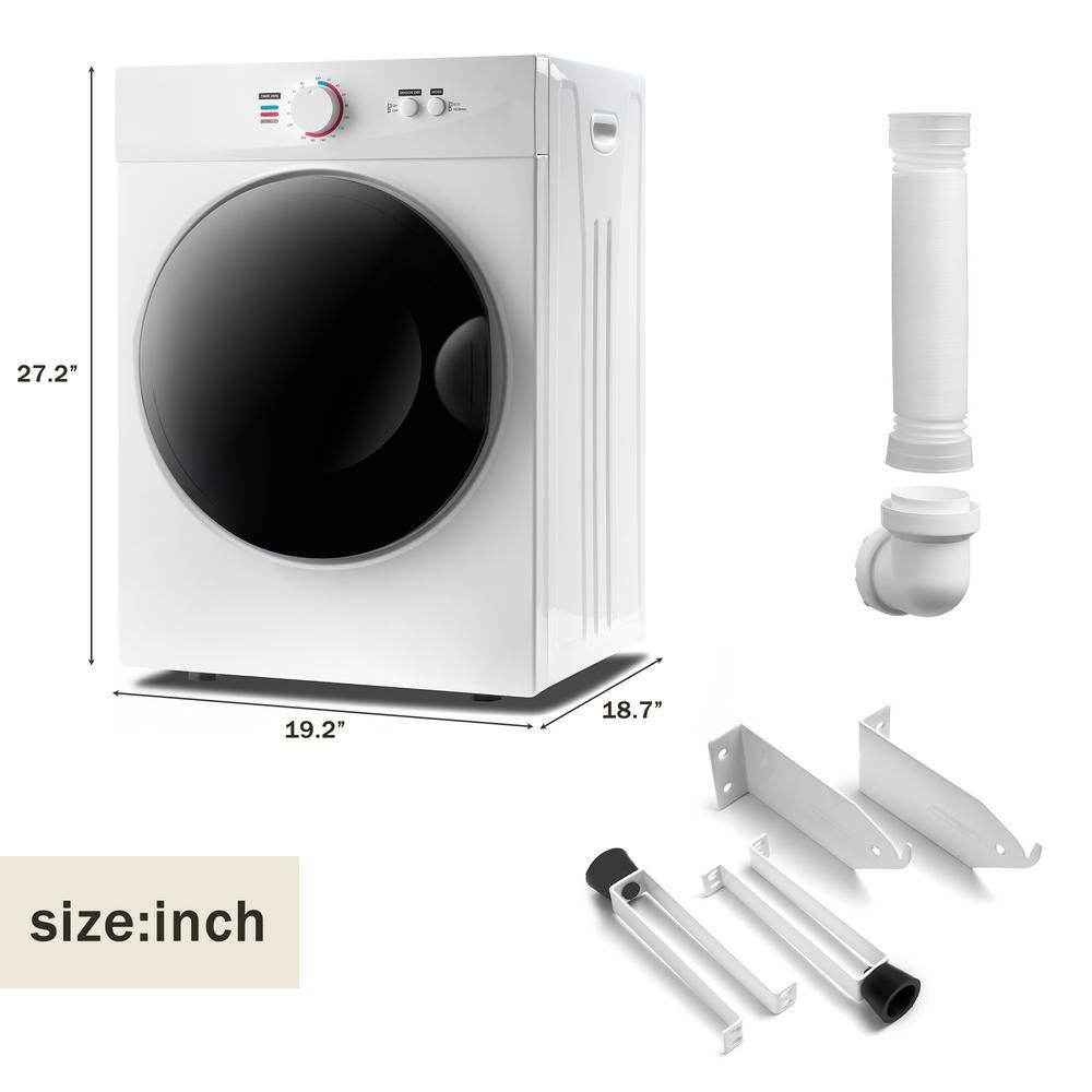 Tileon 1.41 cu. ft. Portable Electric Dryer in White with Easy Knob Control for 5 Modes AYBSZHD944